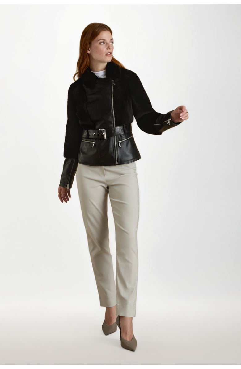 Furniq UK Alice Leather Jacket, Alternate, color, Black