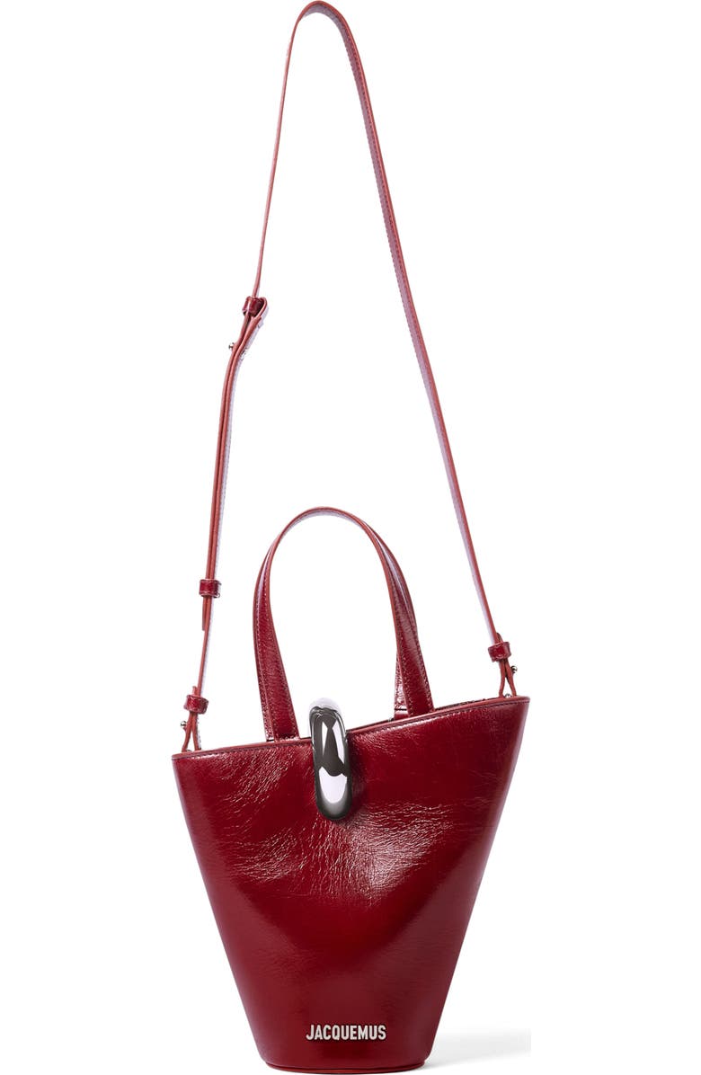 Jacquemus Le Petit Bambola Leather Bucket Bag, Alternate, color, Burgundy 490