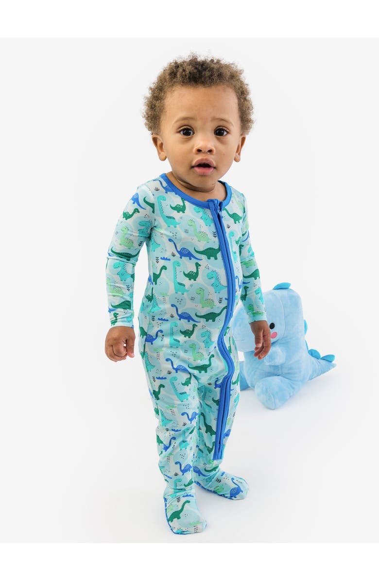 RuffleButts SoftSnooze Gender Inclusive One Piece Footie Pajamas, Alternate, color, Snuggle-Saurus