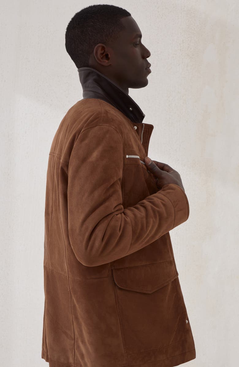 Brunello Cucinelli Suede field jacket, Alternate, color, Light Brown