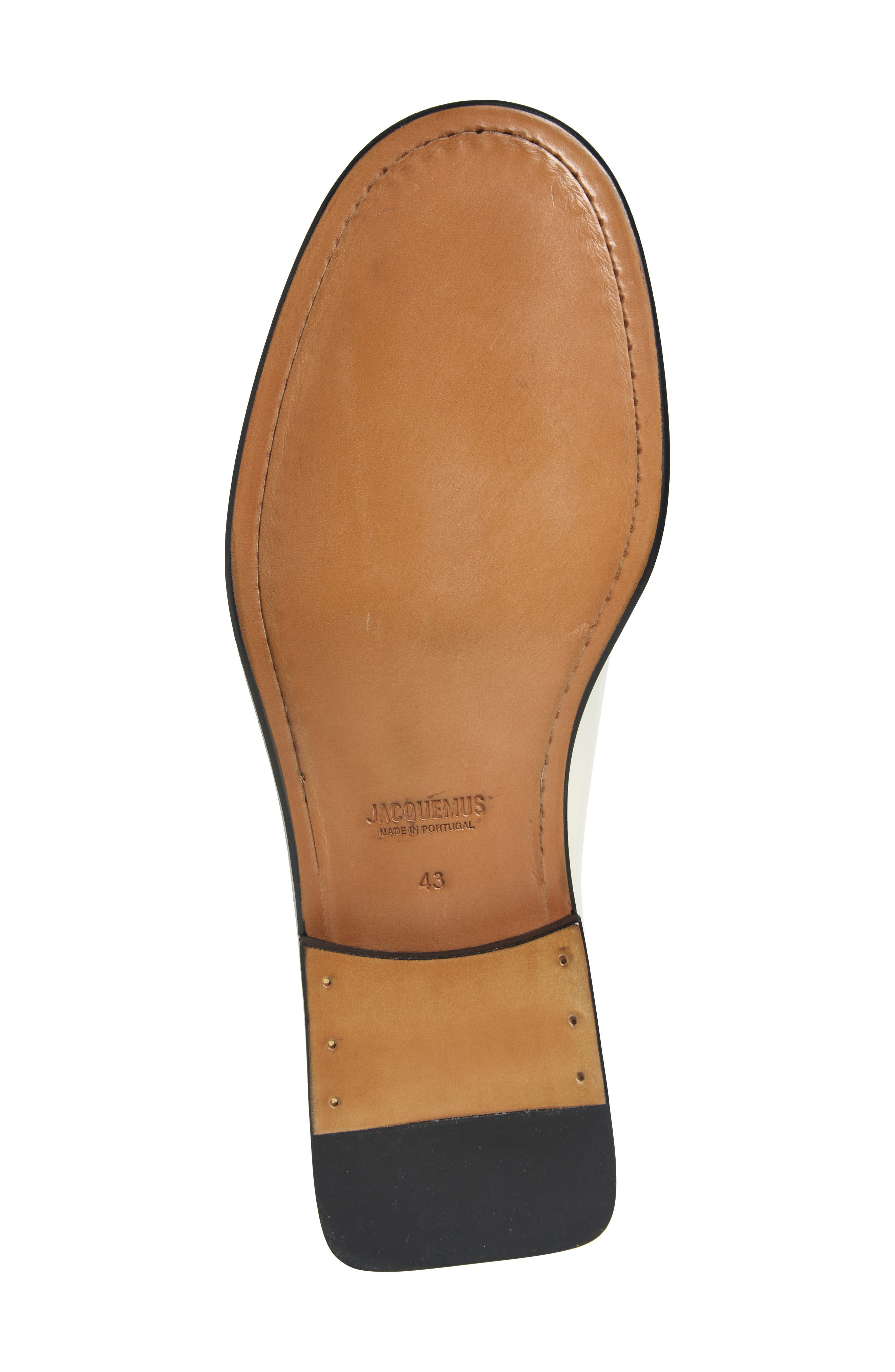 Jacquemus Block Heel Leather Loafer, Alternate, color, Off-White 110