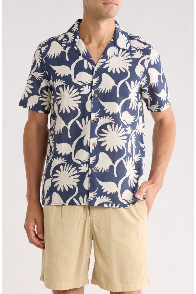 Resort Riviera Camp Shirt, Main, color, NAVY WHITE FLORAL