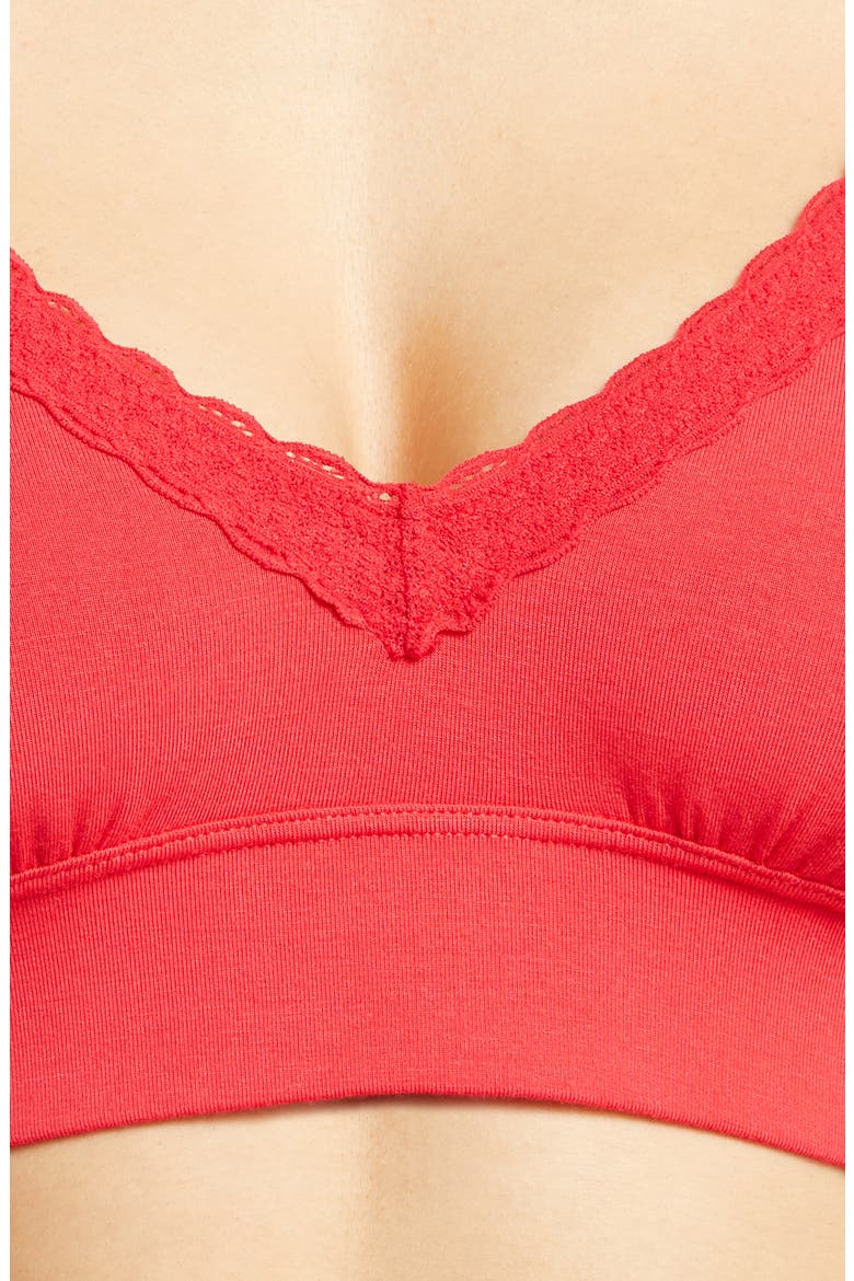FeelFree Lace Trim Plunge Bralette, Alternate, color, LOLLIPOP RED