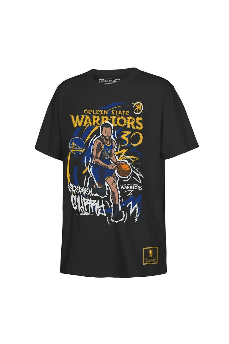 Youth Mitchell & Ness Stephen Curry Black Golden State Warriors Chalked Up Player T-Shirt, Main, color, Black