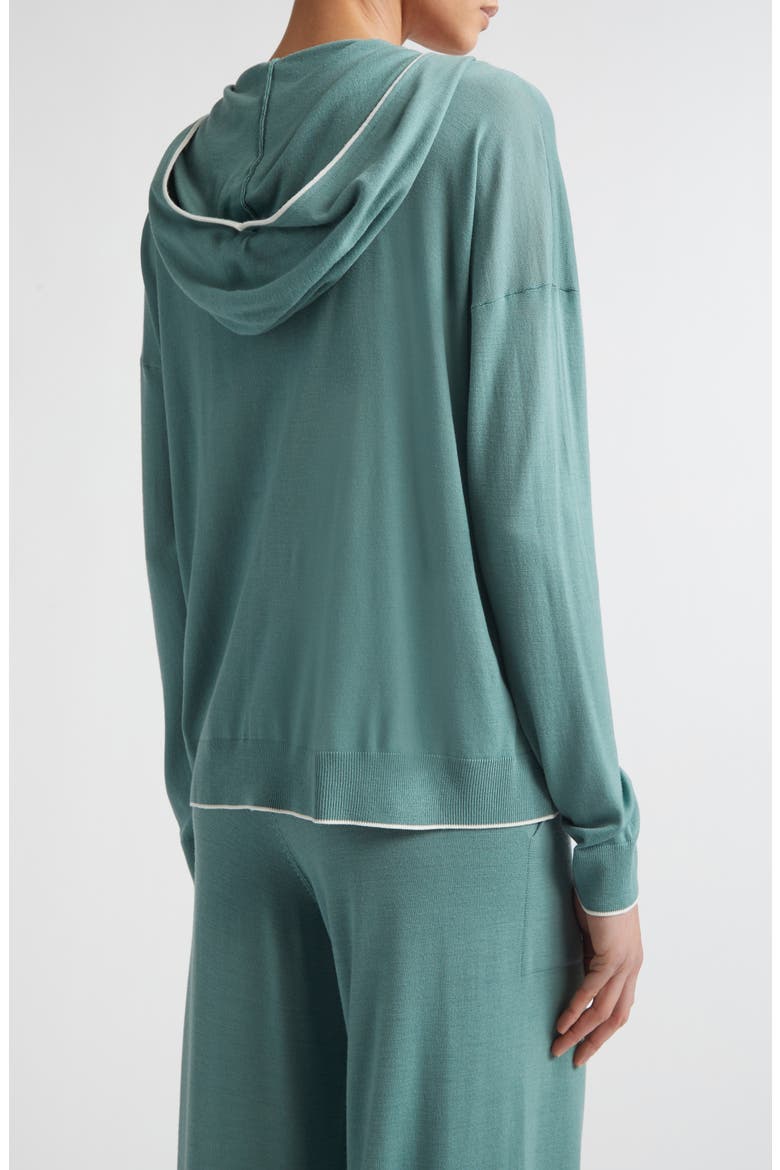 Avalon Travel Merino Wool Full Zip Hoodie, Alternate, color, WHITE/JADE