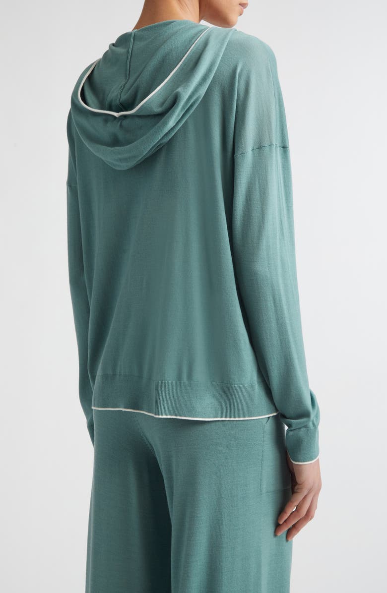 Eleventy Avalon Travel Merino Wool Full Zip Hoodie, Alternate, color, White/Jade