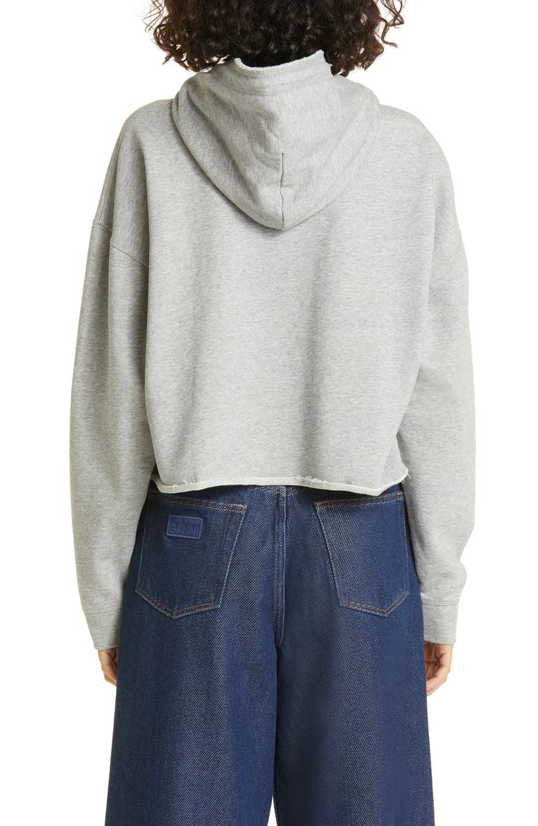 Ganni Isoli Oversize Organic Cotton Crop Hoodie, Alternate, color, 