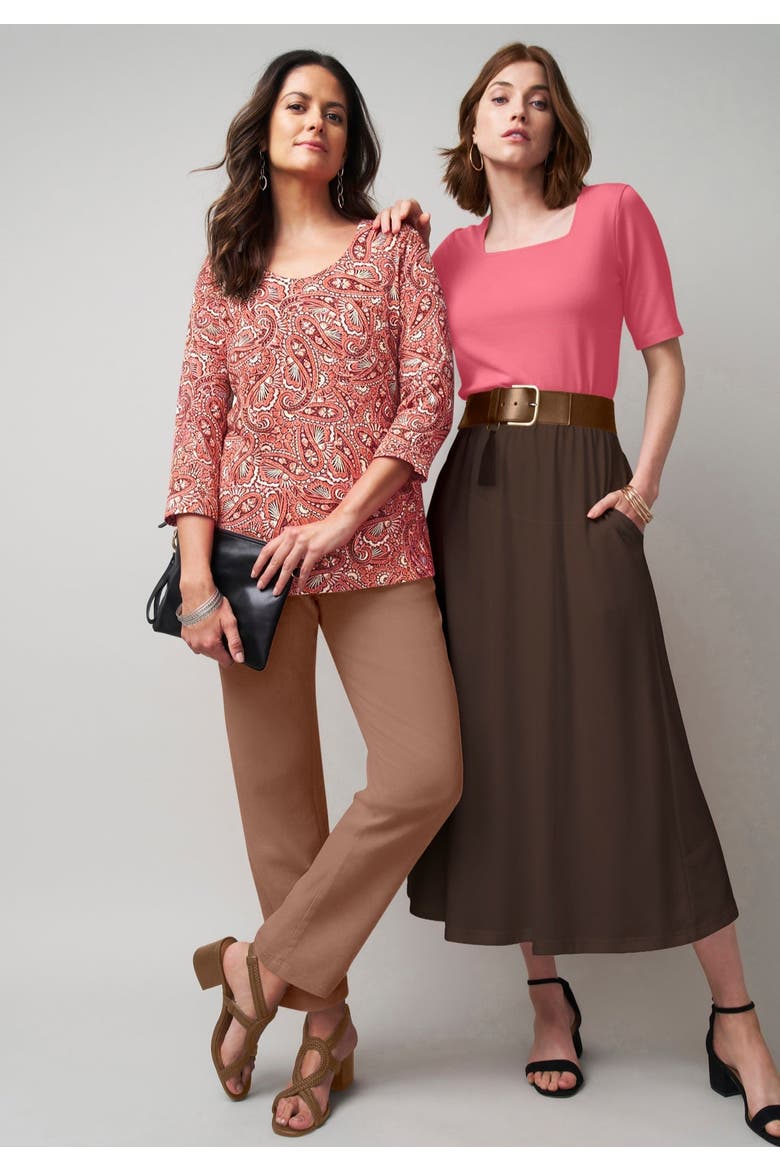 Soft Ease Cotton Knit Wide Leg Pant, Alternate, color, DEEP CLARET