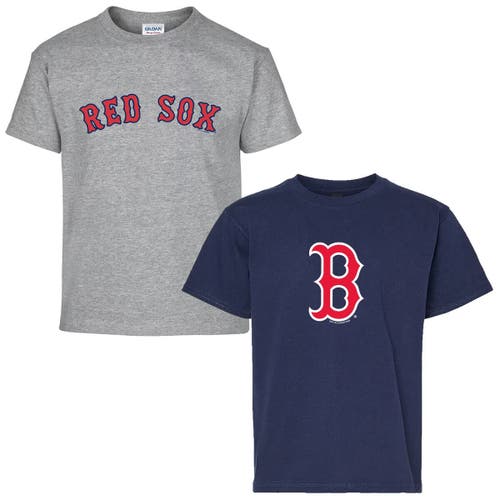 Soft As A Grape Youth Navy/gray Boston Red Sox Two-pack T-shirt Set In Blue