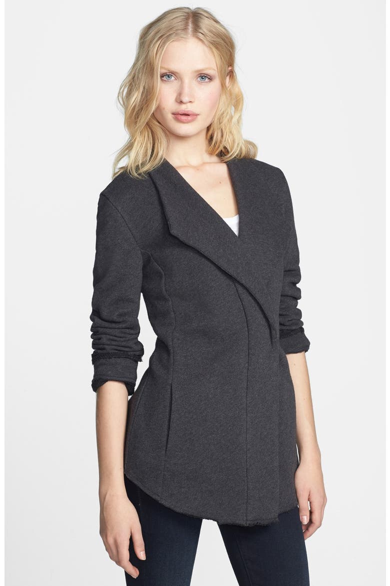 Drape Collar Jacket, Main, color, HEATHER BLACK