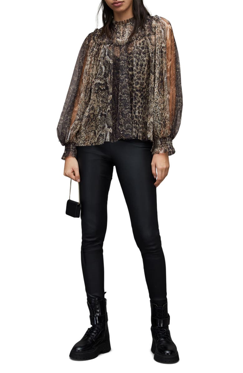 AllSaints Perri Noche Chiffon Blouse, Alternate, color, 