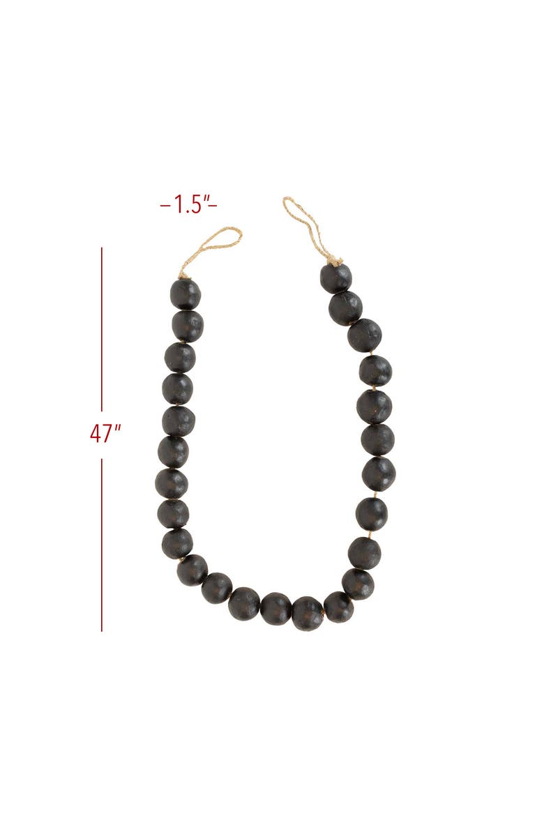 Foreside Home and Garden Bead Garland Black Terracotta & Jute, Alternate, color, Black
