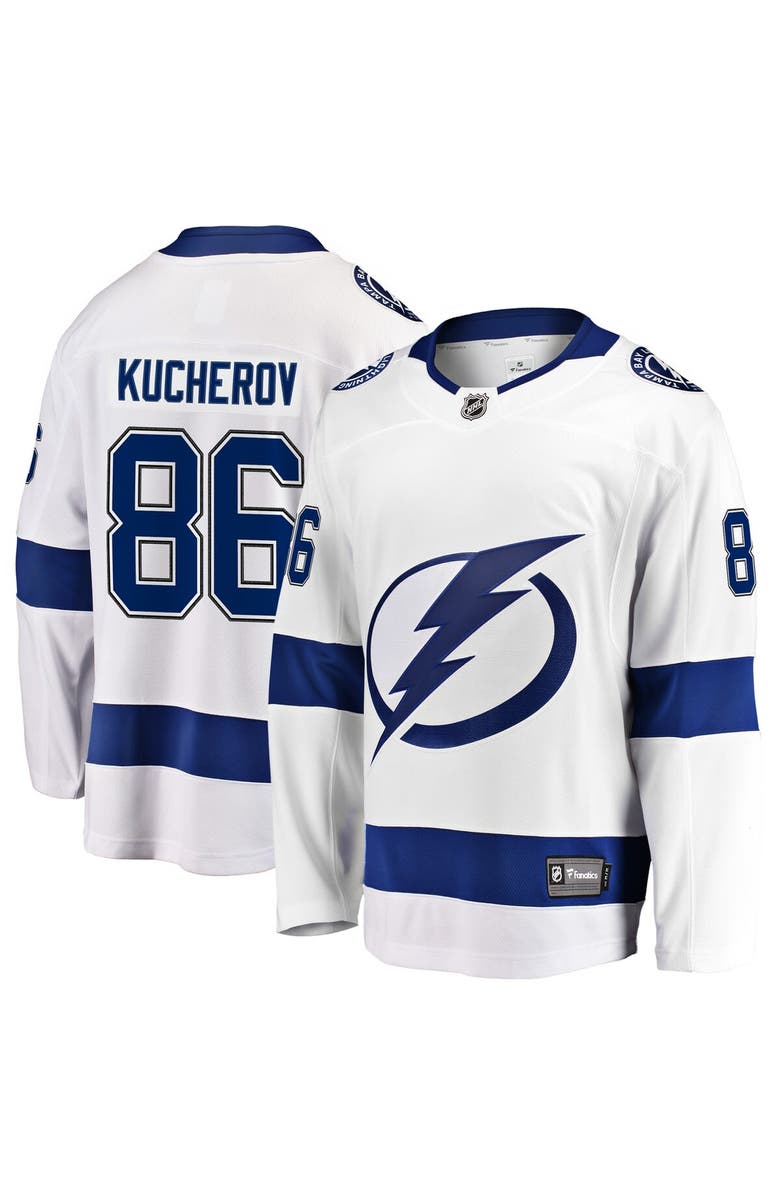 FANATICS Men's Fanatics Nikita Kucherov White Tampa Bay Lightning Away Premier Breakaway Player Jersey, Alternate, color, 