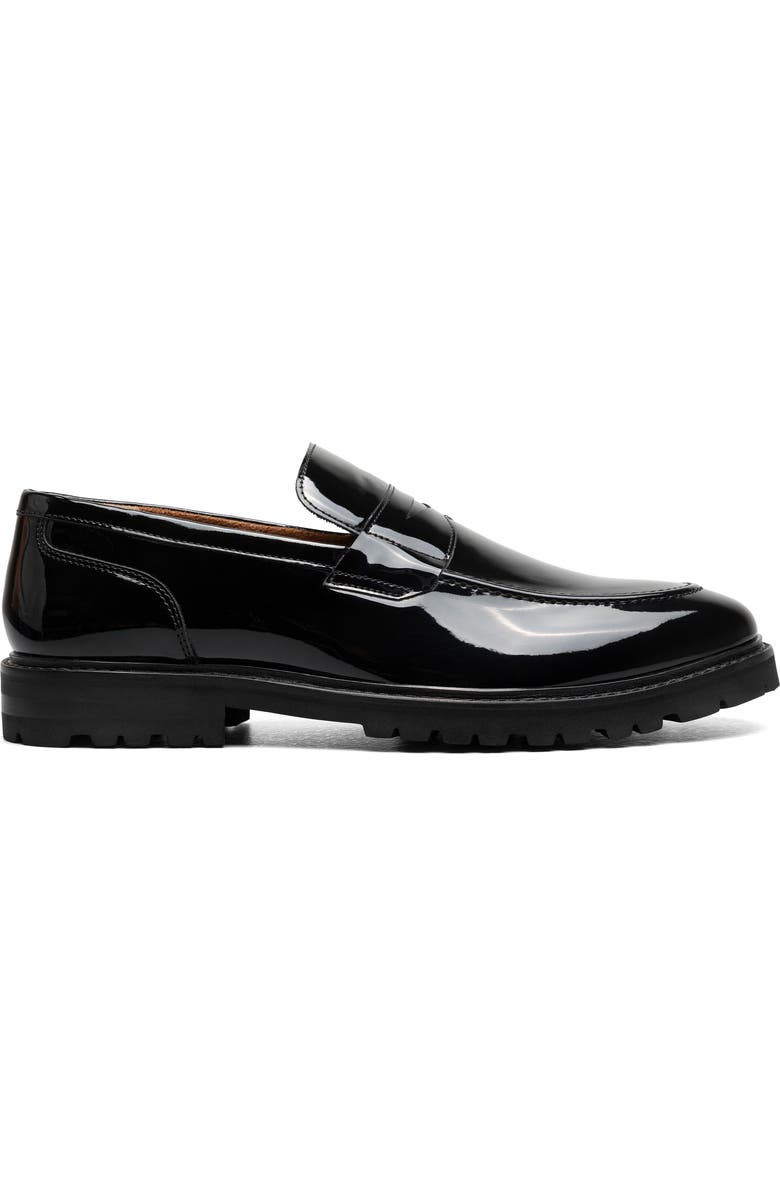 Stacy Adams Hazleton Apron Toe Lugged Penny Loafer, Alternate, color, Black Patent
