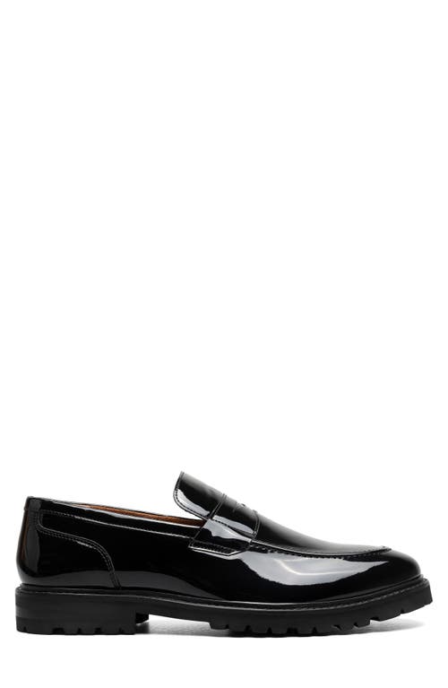 Stacy Adams Hazleton Apron Toe Lugged Penny Loafer In Black