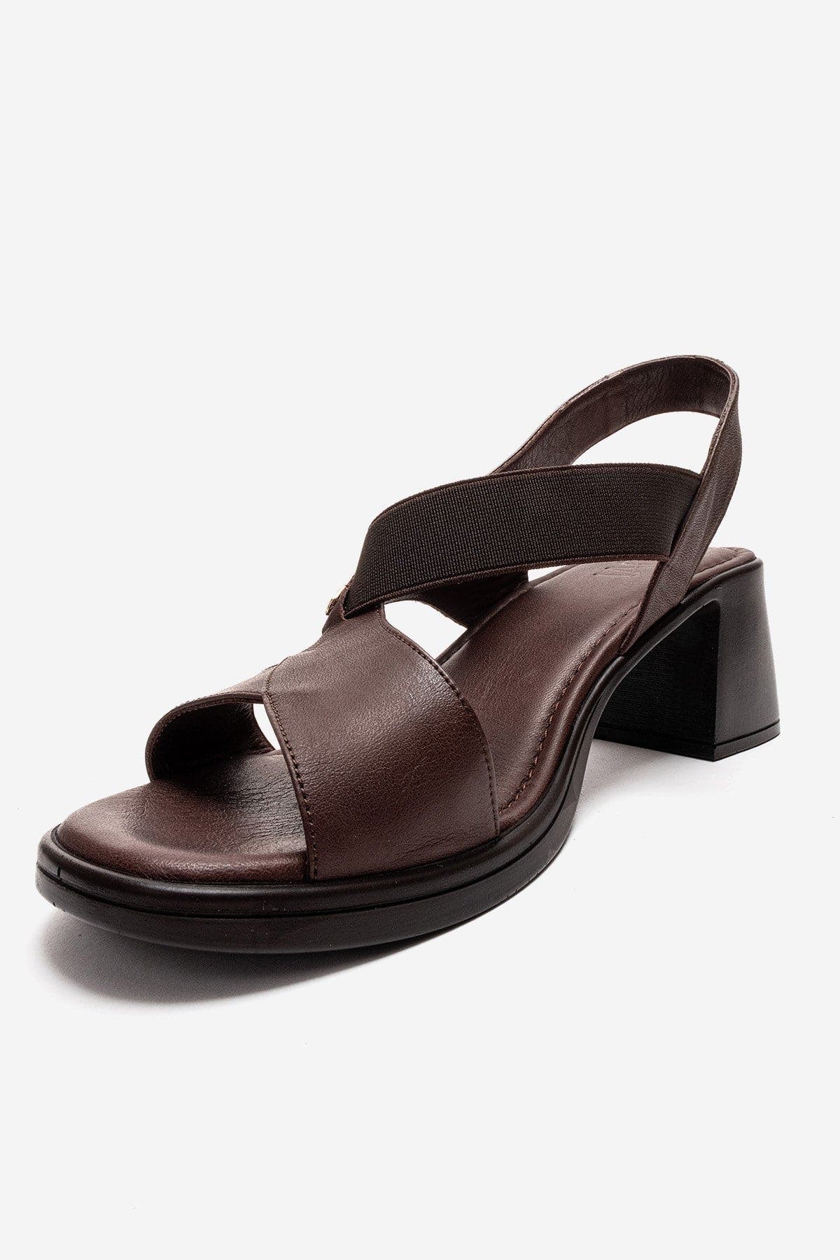Crina Elasticated Leather Chunky Heel Sandal, Alternate, color, Brown