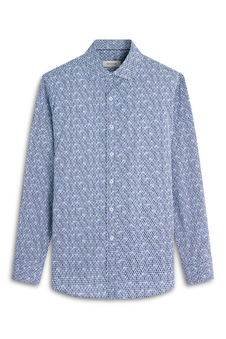 Axel Shaped Fit Geo Print Stretch Button-Up Shirt, Alternate, color, CLASSIC BLUE