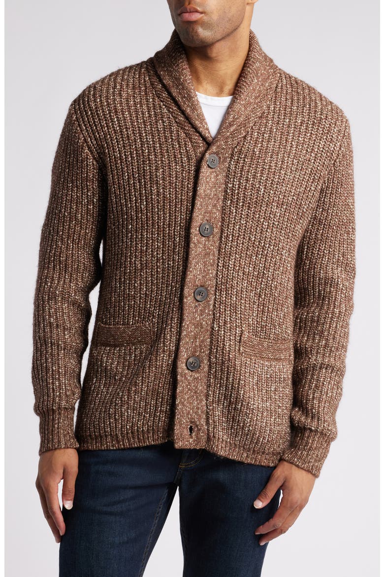 Heavyweight Shawl Collar Cardigan, Alternate, color, BROWN