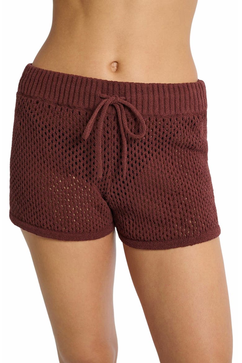 Crochet Knit Micro Short, Alternate, color, RUM