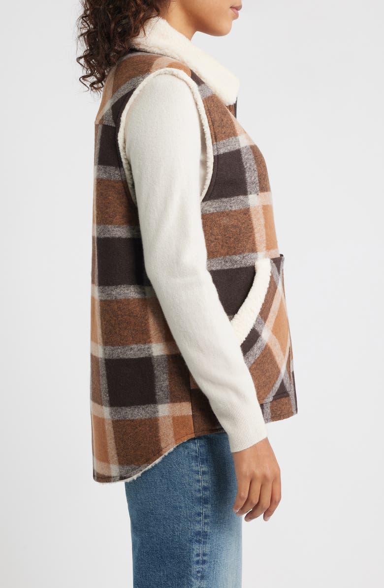 Bernardo Plaid Vest, Alternate, color, Brown / Beige