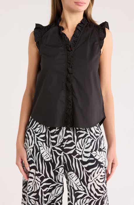 Ellen Tracy Ruffle Cotton Top