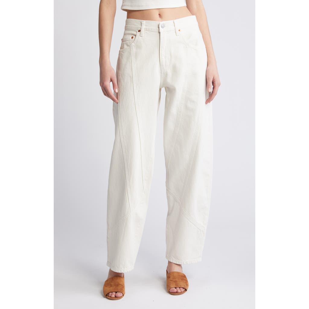 Re/done Engineered Wide Leg Jeans In Vintage White