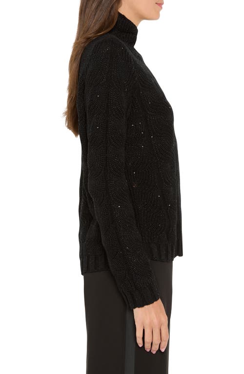 Nic + Zoe Nic+zoe Cable Knit Sparkle Sweater In Black