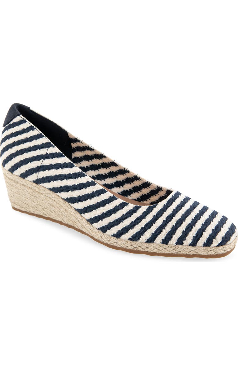 Aerosoles Roma Wedge Pump, Main, color, Eggnog/ Navy Stripe