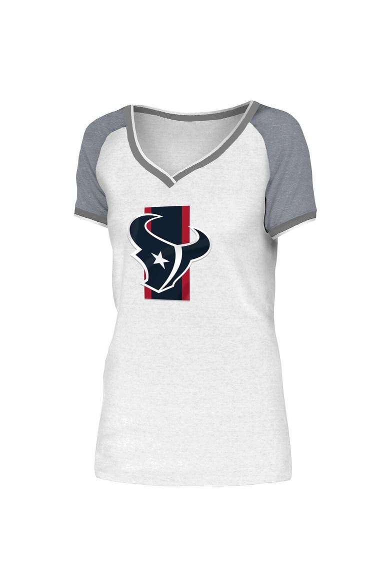Women's New Era White/Gray Houston Texans Training Camp Raglan V-Neck T-Shirt, Alternate, color, White