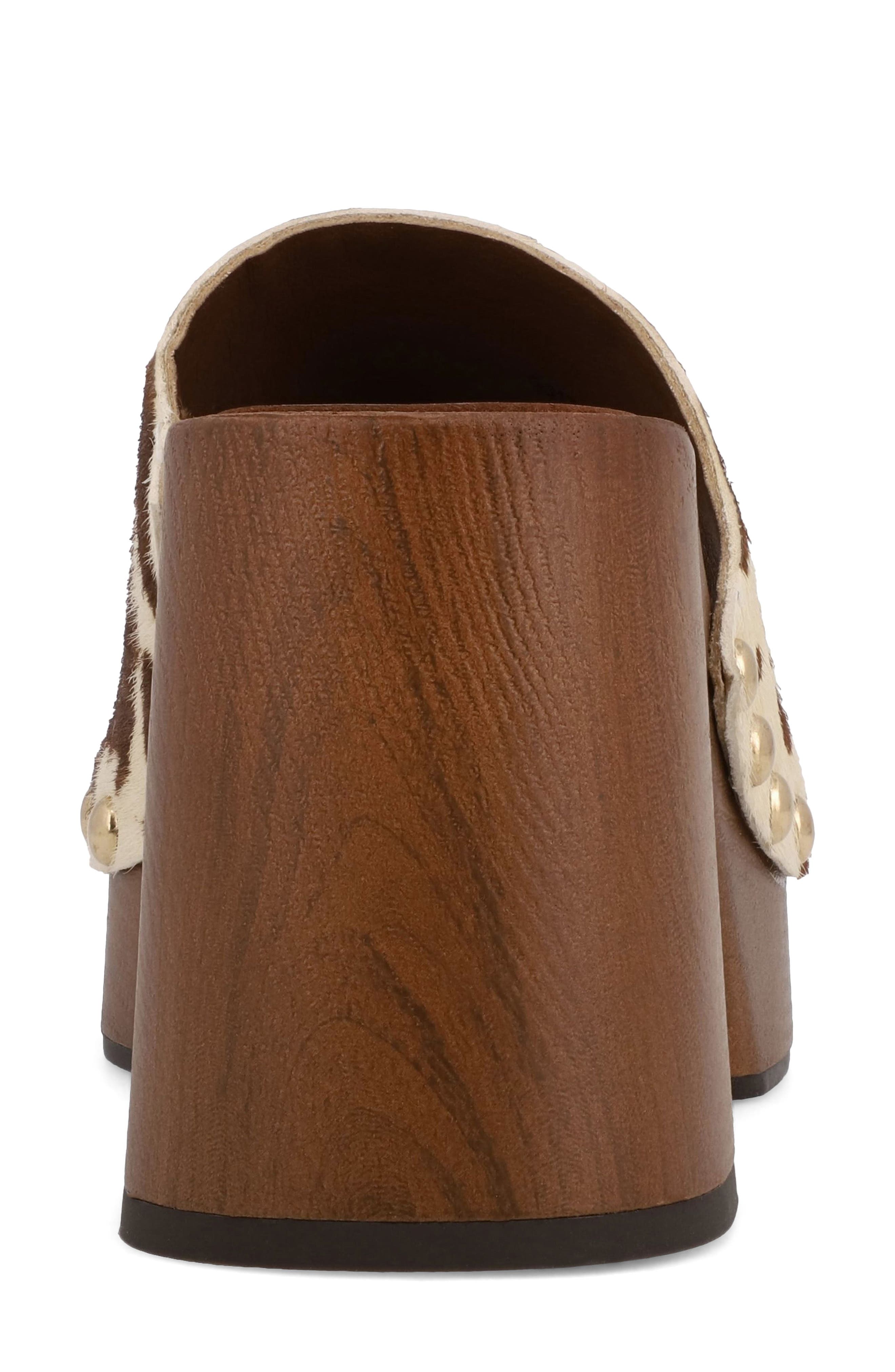 MIA Emmerie Genuine Calf Hair Platform Slide Sandal, Alternate, color, Brown Cow