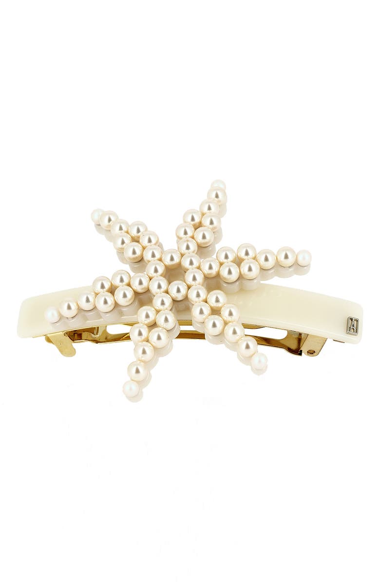 Alexandre de Paris Imitation Pearl Star Barrette, Main, color,