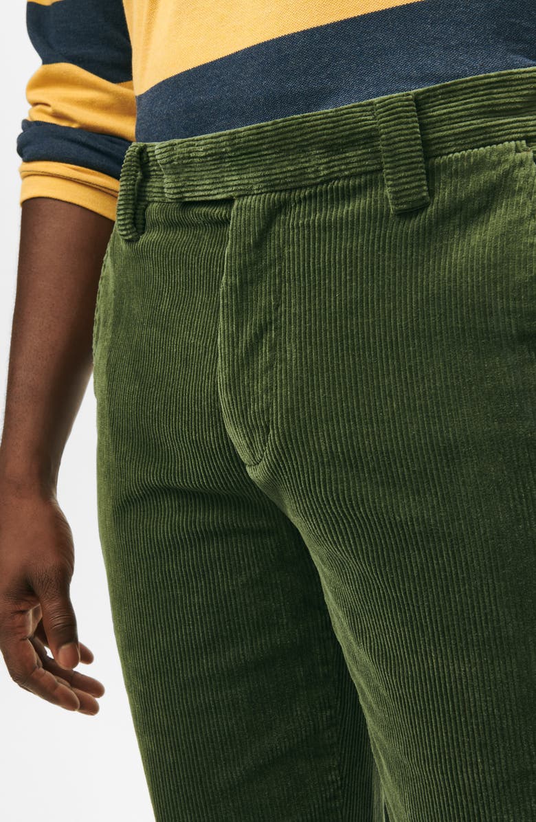 Brooks Brothers Flat Front Corduroy Pants, Alternate, color, Dark Green
