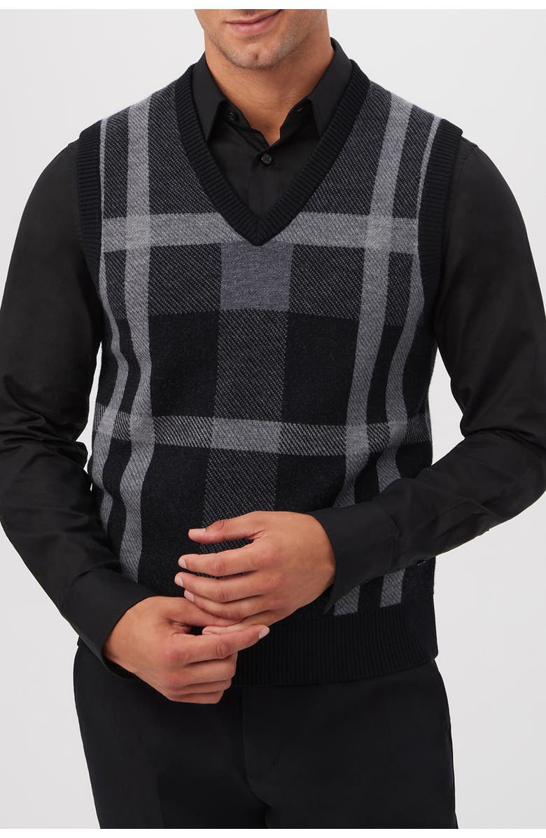 MR TURK Neso Plaid Sweater Vest, Alternate, color, Black Multi
