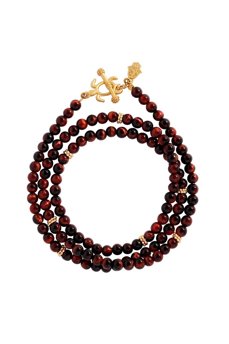 Enduring Flow Red Tiger Eye Turtle Wrap Bracelet, Main, color, Burgundy/Gold