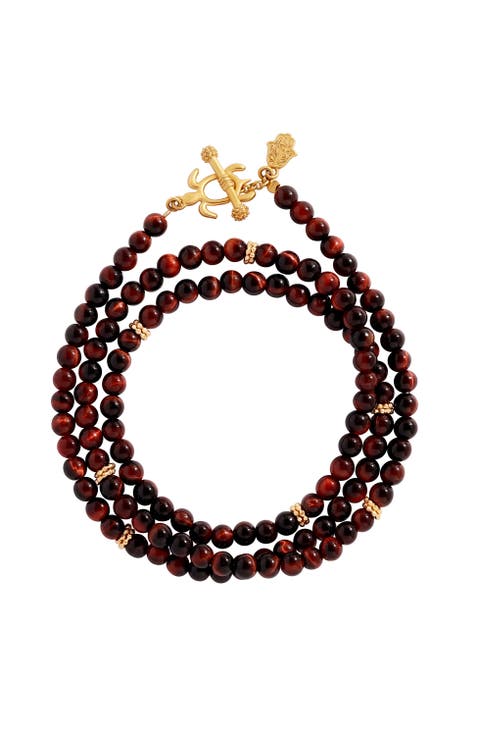 Enduring Flow Red Tiger Eye Turtle Wrap Bracelet