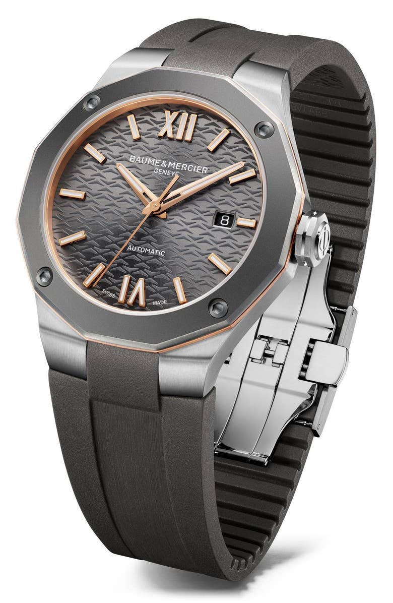 Baume & Mercier Riviera 10660 Automatic Rubber Strap Watch, 42mm, Alternate, color,