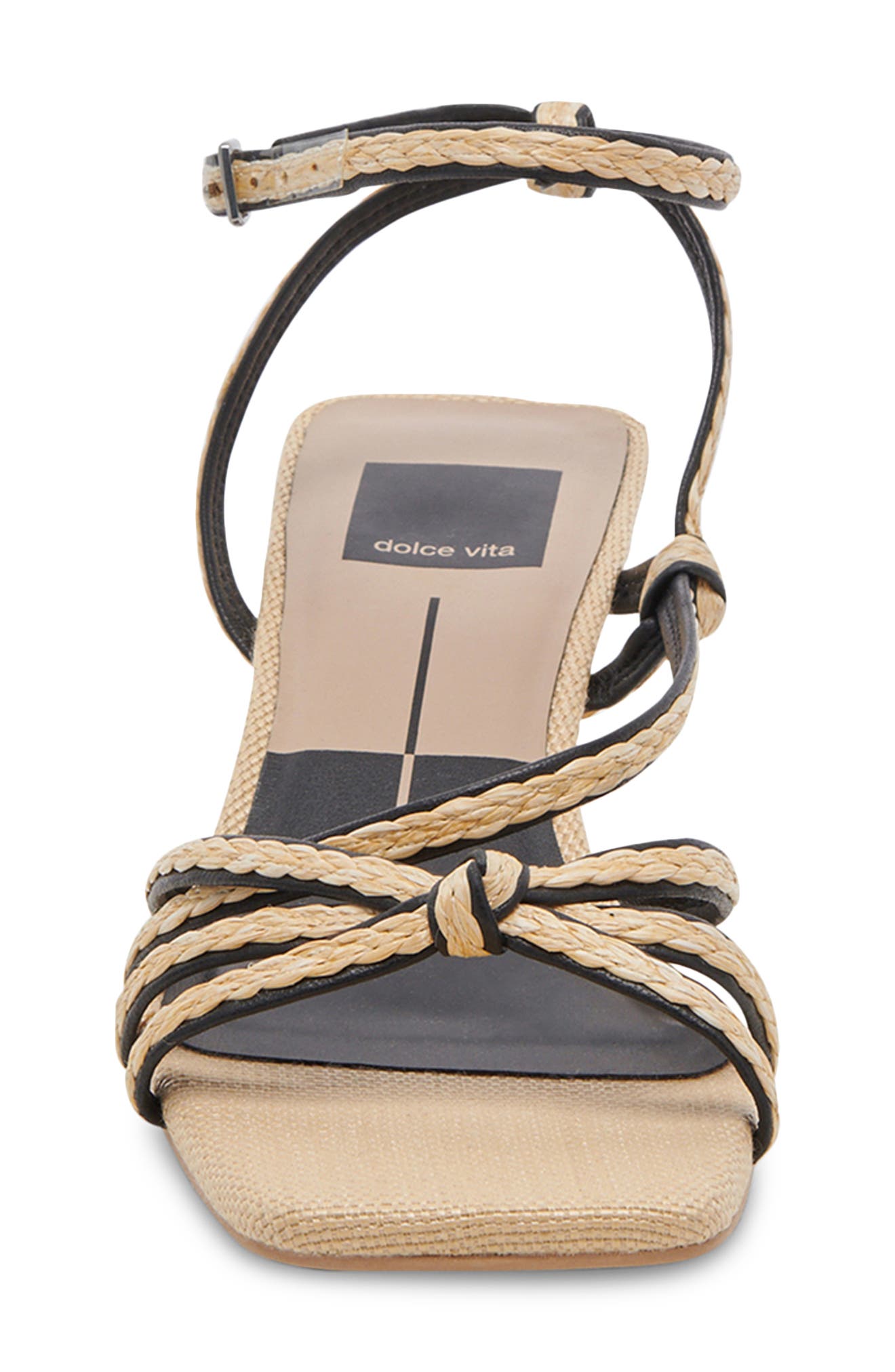 Dolce Vita Bev Braid Kitten Heel Ankle Strap Sandal, Alternate, color, Black/Natural