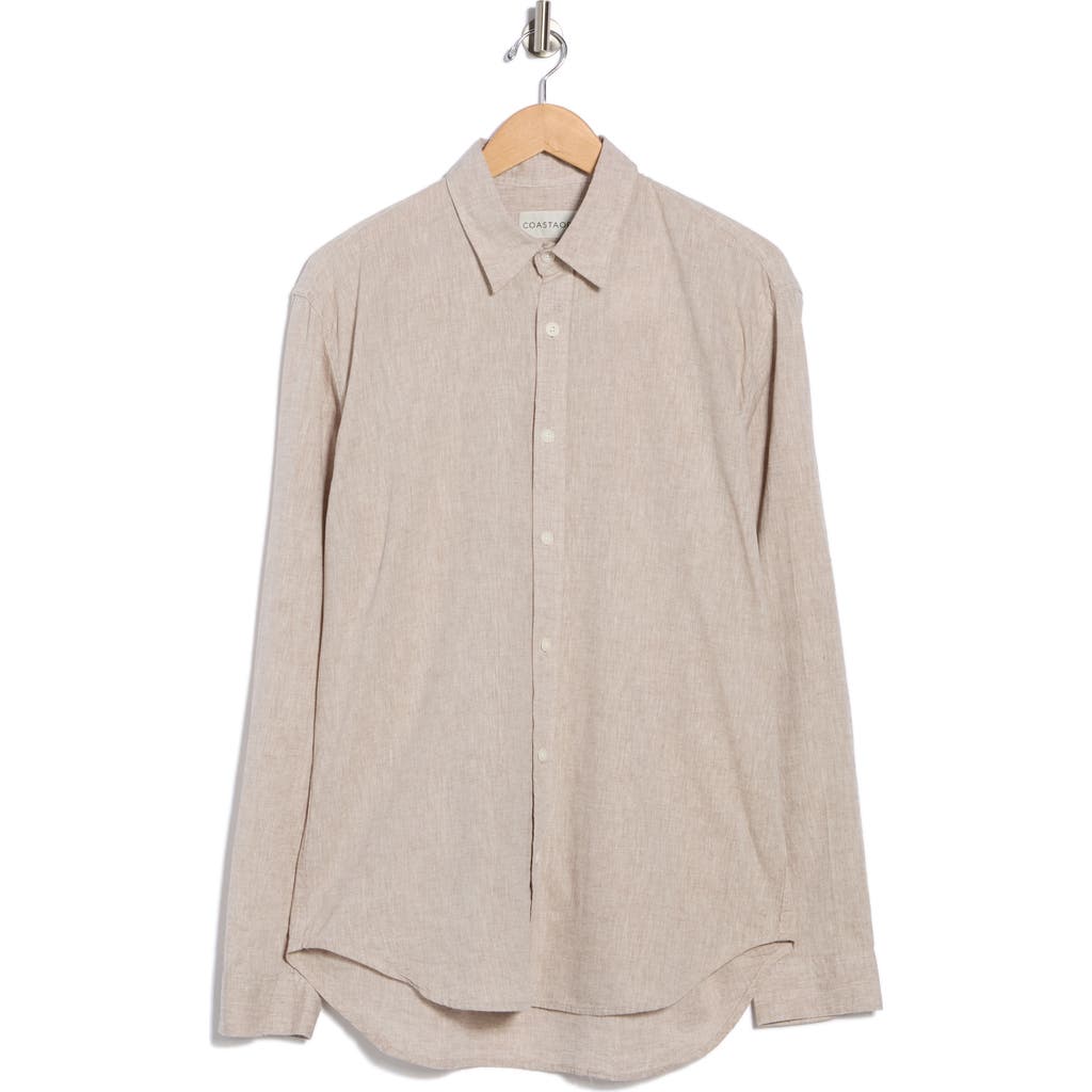 Coastaoro Linen & Cotton Blend Button-up Shirt In Brown