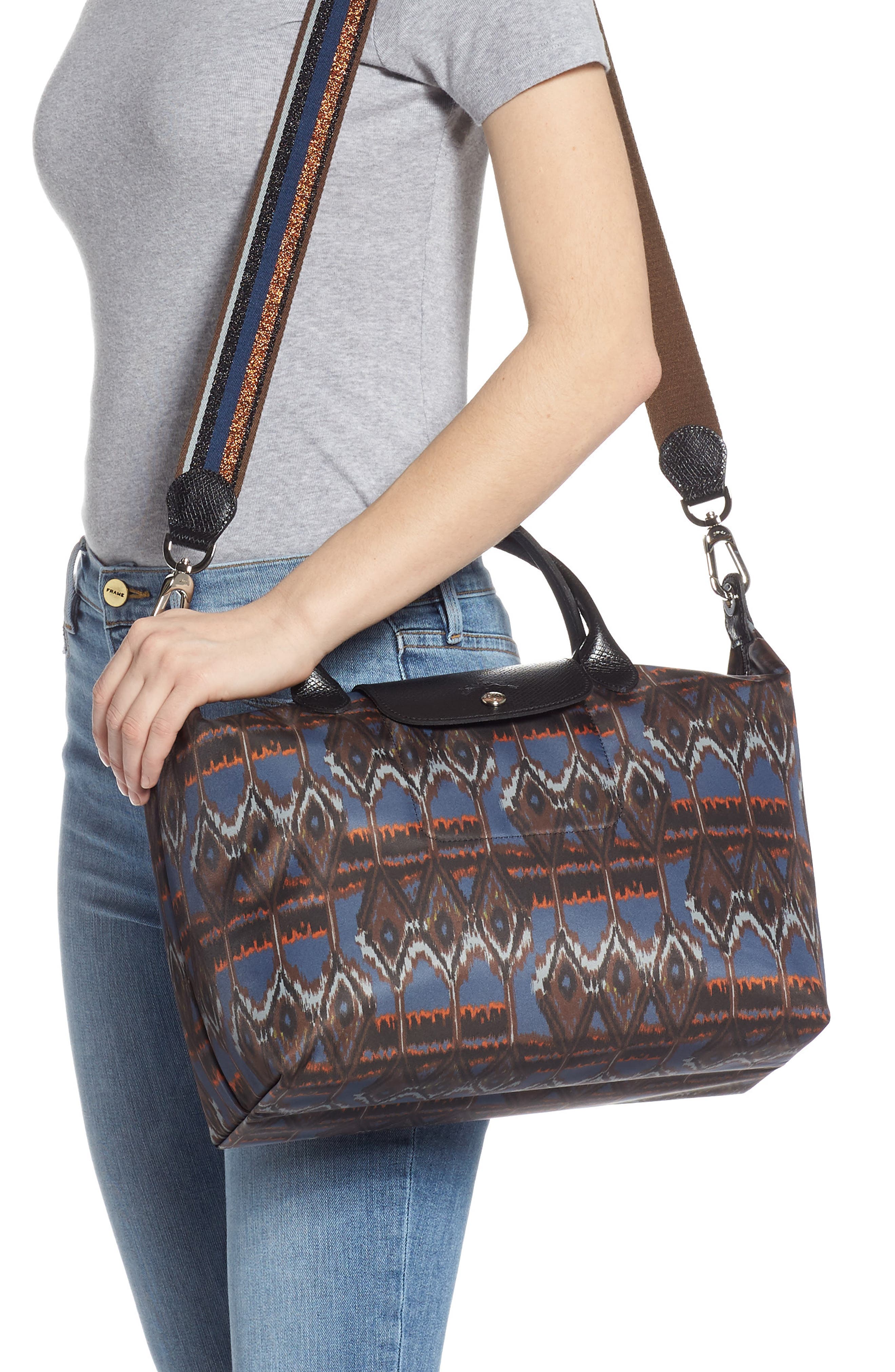 Le Pliage - Ikat Medium Tote, Alternate, color, NAVY