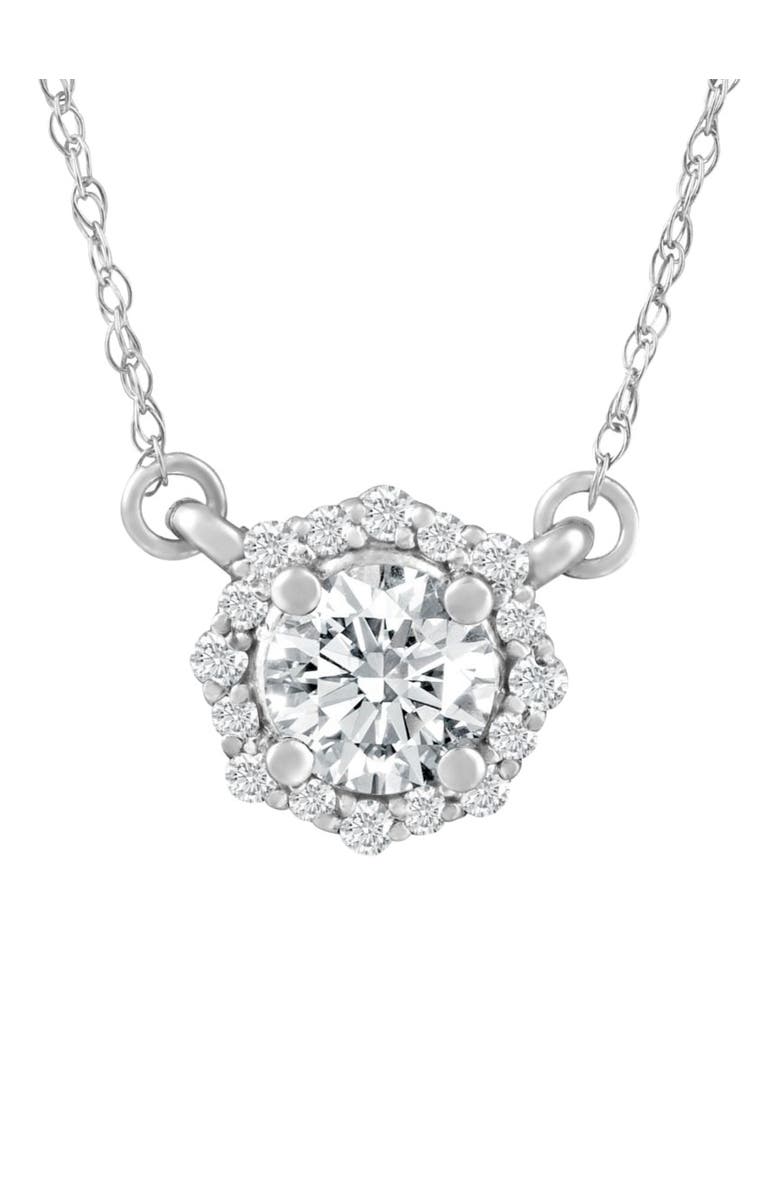 Bliss Diamond 5/8 Ct Halo Diamond Pendant 14k Gold Lab Grown Necklace 18", Main, color, 
