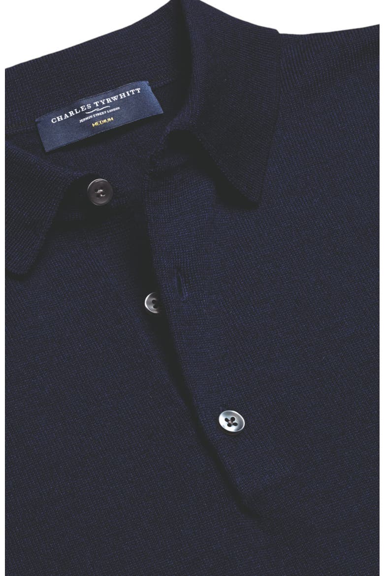 Merino Polo Long Sleeve Sweater, Alternate, color, Navy