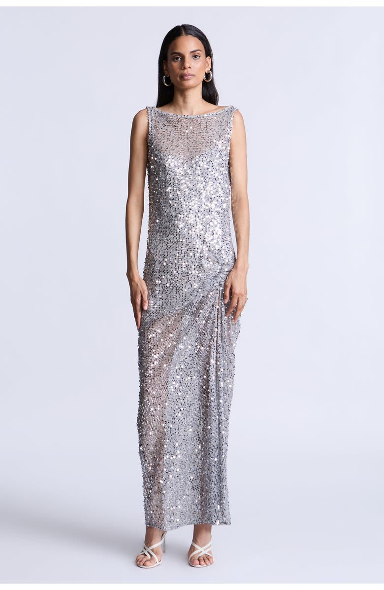 BCBG Maxazria Lorraine Gown, Main, color, Silver