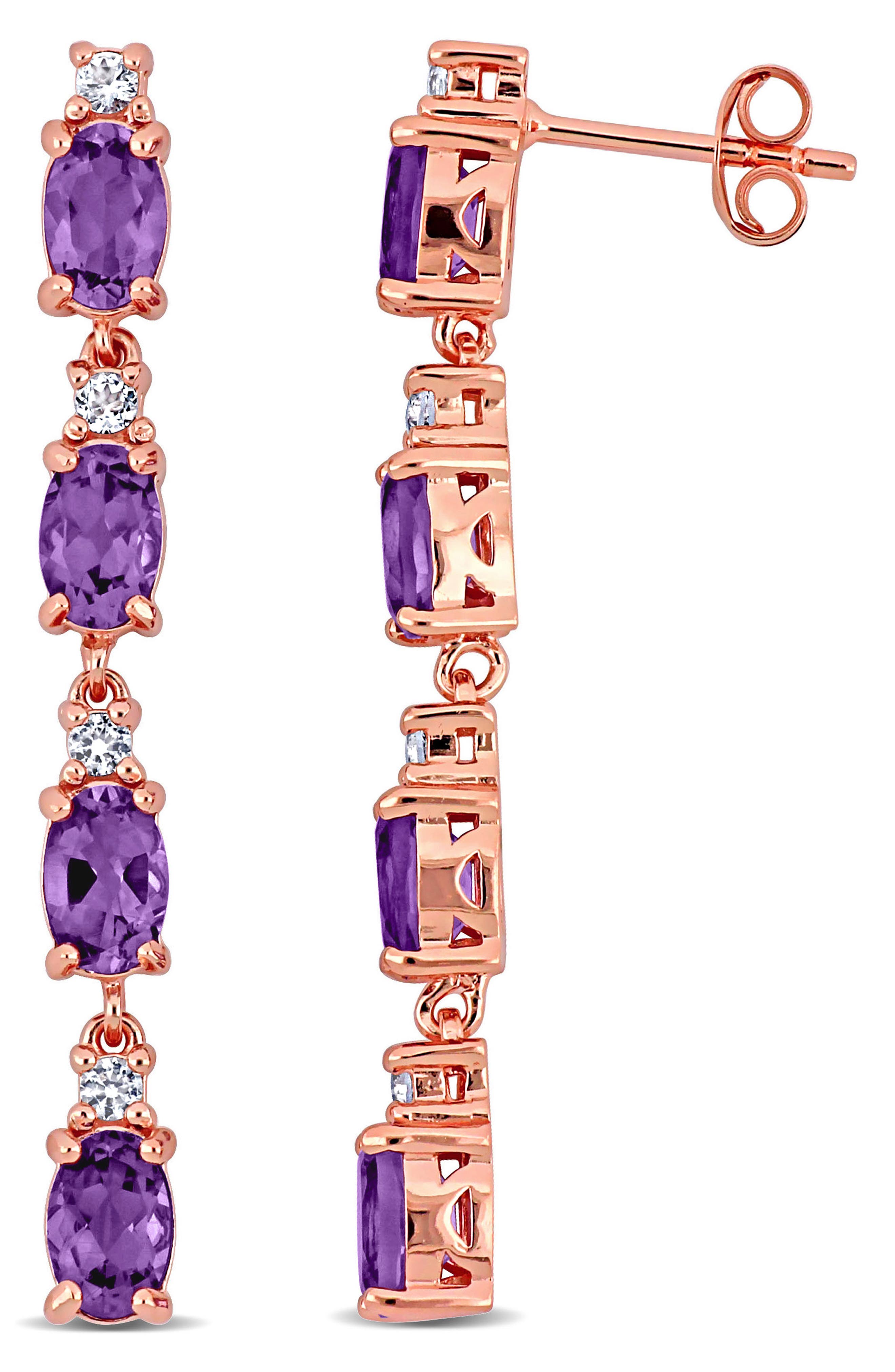 DELMAR Semiprecious Stone & White Topaz Drop Earrings