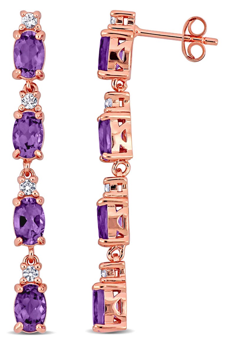 Semiprecious Stone & White Topaz Drop Earrings, Main, color, PURPLE
