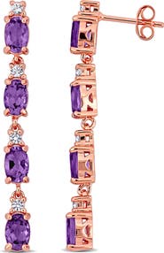 DELMAR Semiprecious Stone & White Topaz Drop Earrings