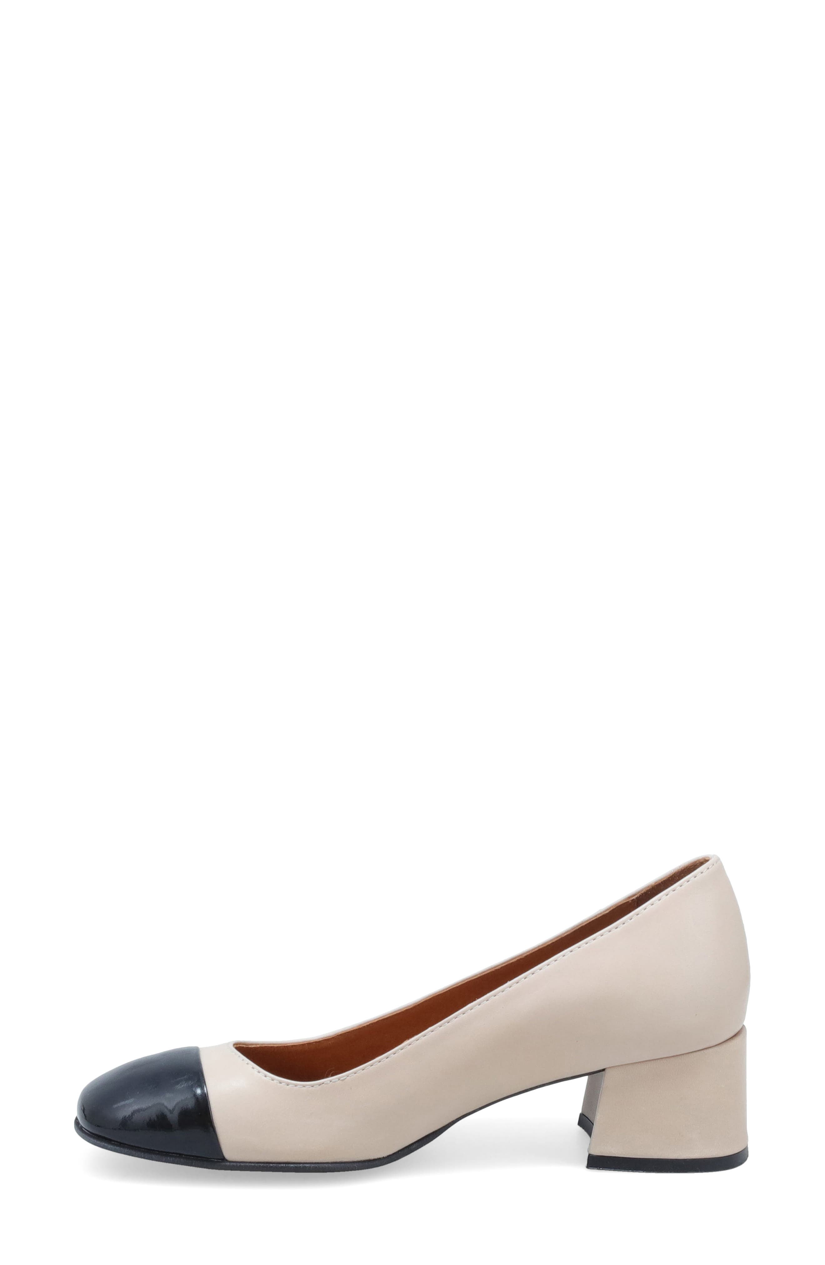 Gilda Cap Toe Pump, Alternate, color, CREAM/ BLACK