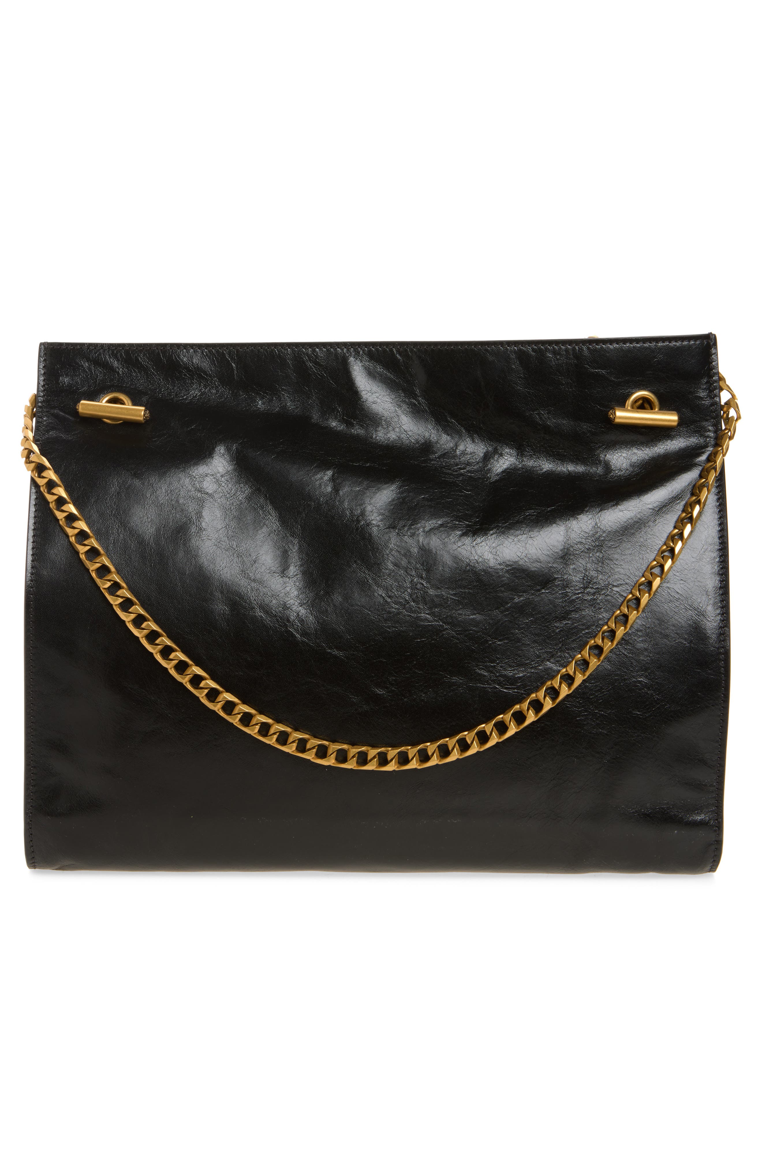 Medium Cabine Leather Shoulder Bag, Alternate, color, BLACK GOLD