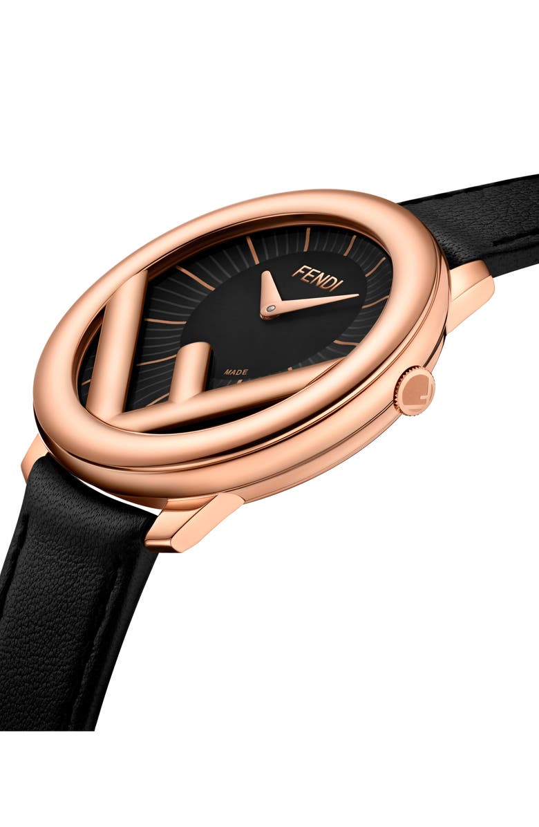 Fendi Run Away Leather Strap Watch, 36mm, Alternate, color, 
