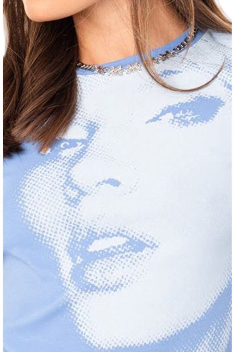 Pixel Face Crop Graphic Tee, Alternate, color, BLUE
