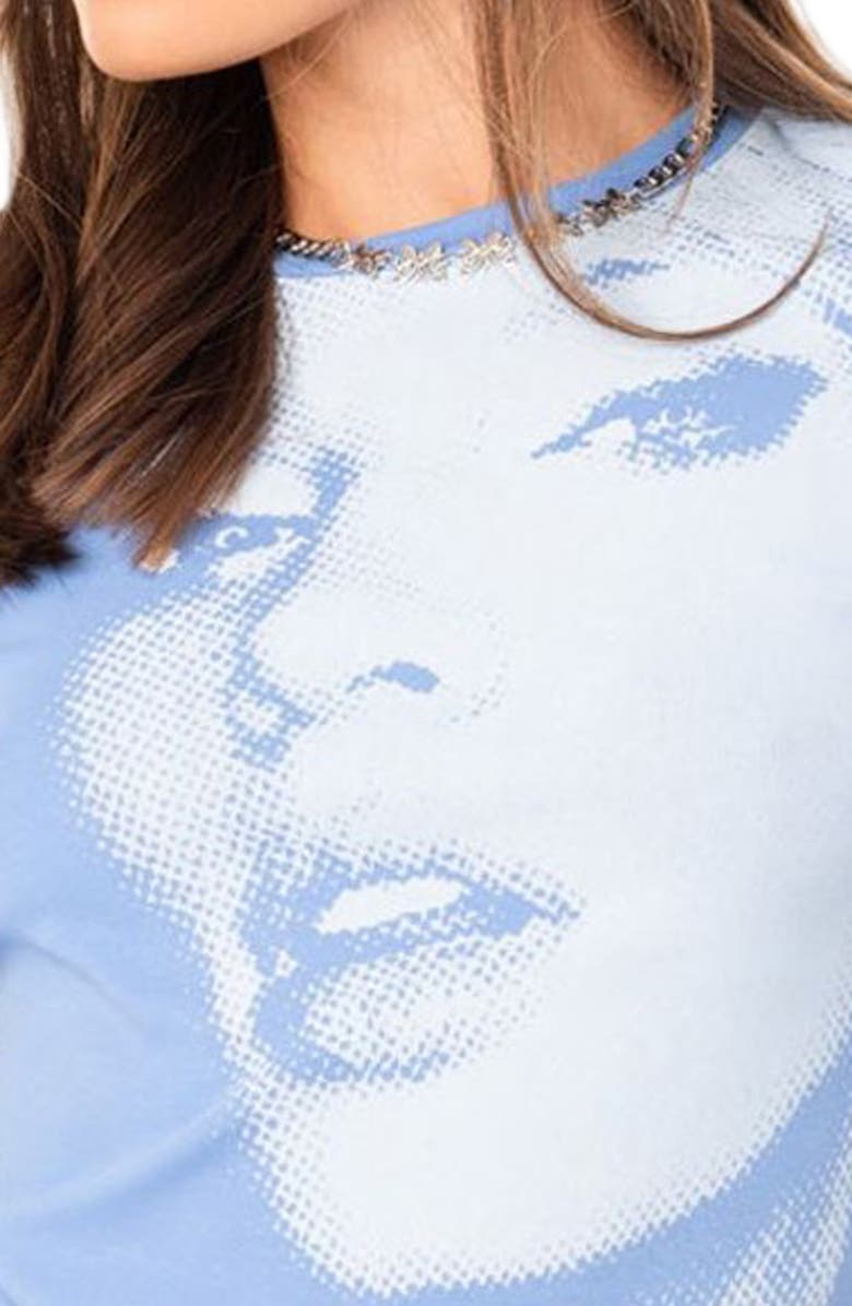 EDIKTED Pixel Face Crop Graphic Tee, Alternate, color,